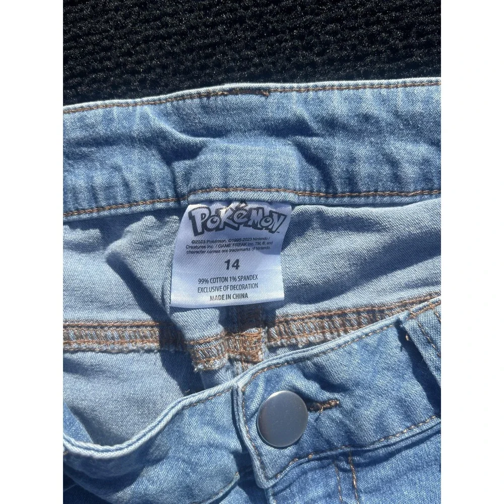 Pokemon Jeans Youth 14 Blue Denim Graphic Pikachu‎ Charmander Squirtle Bulbasaur